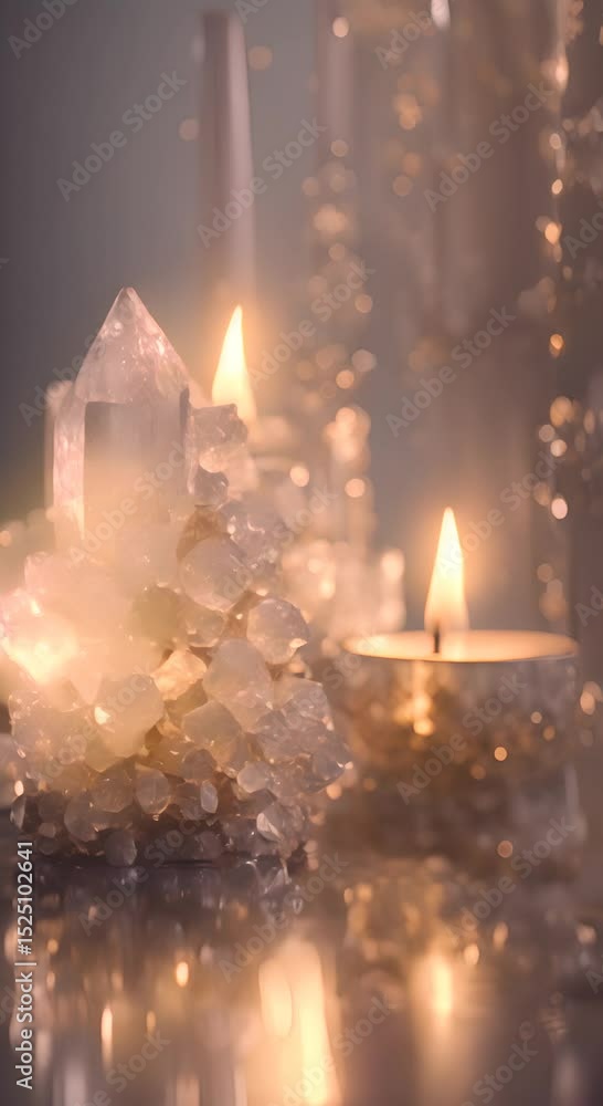 Aufkleber crystals and candlelight background soft candlelight illuminating sparkling crystals in muted tones 
