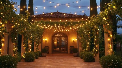 136. Ambient lighting among vines over enclosed patio