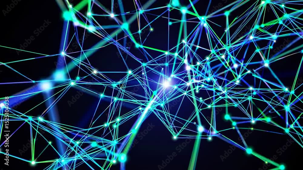 Fototapete Colorful network visualization showcases intricate connections and data flow in digital space