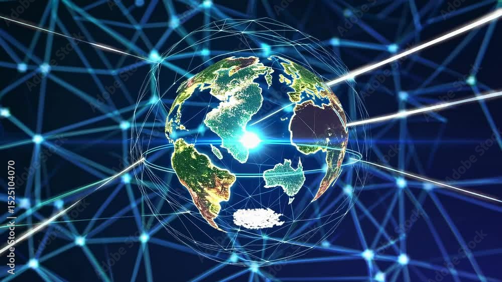 Fototapete Exploring the interconnected world through digital networks and global mapping technologies
