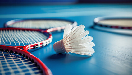 badminton racket and shuttlecock
