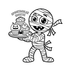 Skull Trick or Treater with eerie decoration Vector illustration