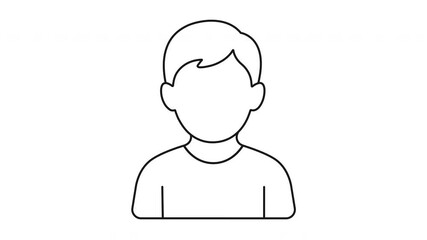 Animated video overlay icon with alpha channel showing young boy with short hair. Seamless looped animation for child character visuals, user content, education themes and digital interfaces. - Powered by Adobe