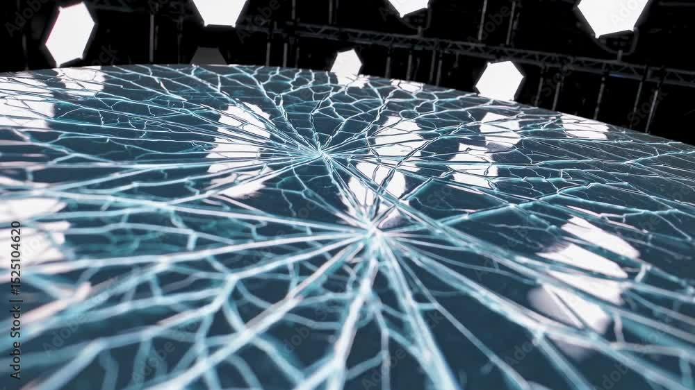 Poster Shattered glass reflecting light creates intricate patterns in an artistic display