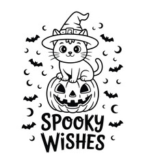 Spooky Wishes for Halloween night Vector illustration