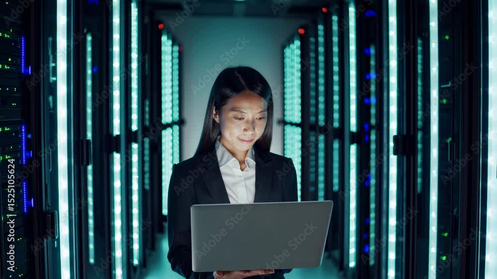 Aufkleber IT professional manages server operations in data center with advanced technology