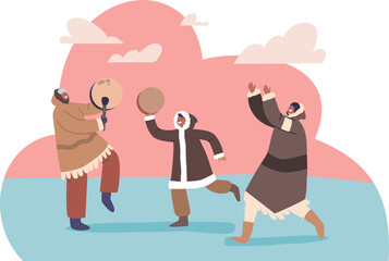 Eskimo family dance with tambourine