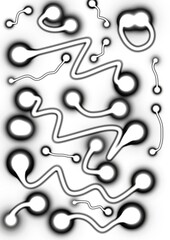 Abstract line patterns with black and white swirling shapes  