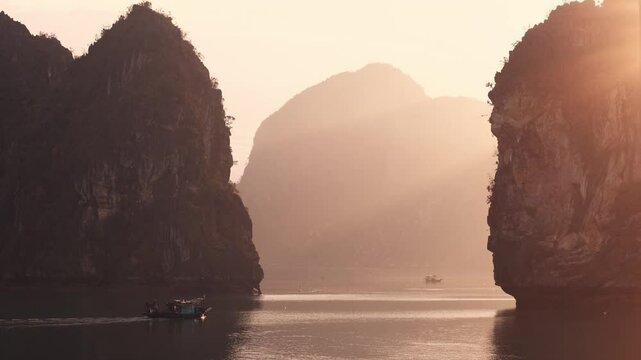 Sunset at Ha Long Bay, Vietnam