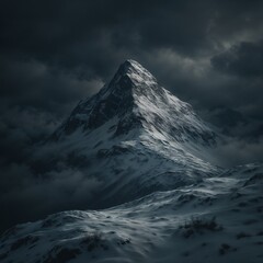 Mount Hood's snow-capped peak under a winter sky