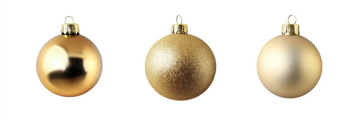 Gold baubles set isolated on white