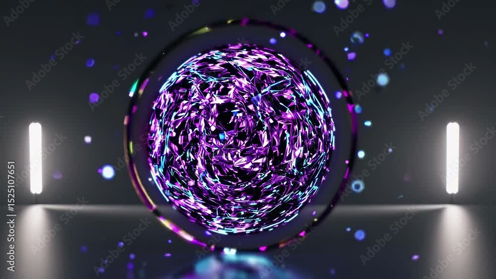Poster Vibrant visual display of swirling colors and light patterns in a futuristic setting