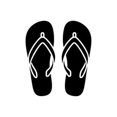 Minimal black vector of a flip-flop sandal pair, perfect for summer or beach branding.

