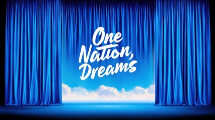 Inspiring Quote on Blue Velvet Background - One Nation, Many Dreams Concept with Space for Text - Motivational Image Aesthetics