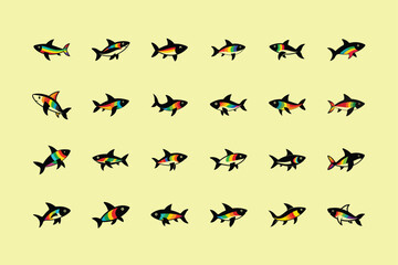 Rainbow Shark, aquarium fish vector art illustration