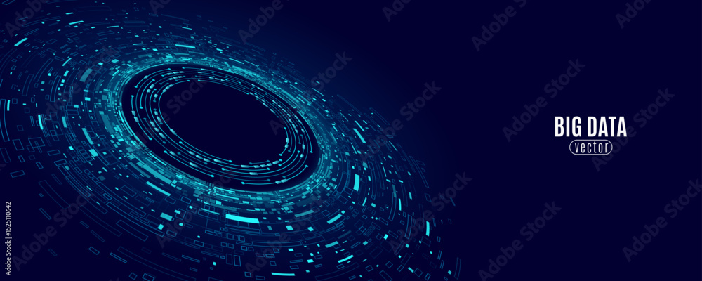 Poster futuristic circular big data visualization on a dark blue background. abstract digital technology de