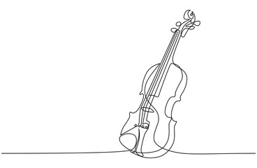 Violin line drawing. Hand-drawn music instrument line art. Hand drawn vector illustration with editable stroke. Isolated on transparent background.  © Inka