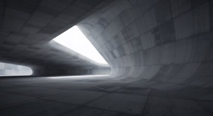 Abstract Concrete Architecture: Modern, Curvilinear Interior Space with Light
