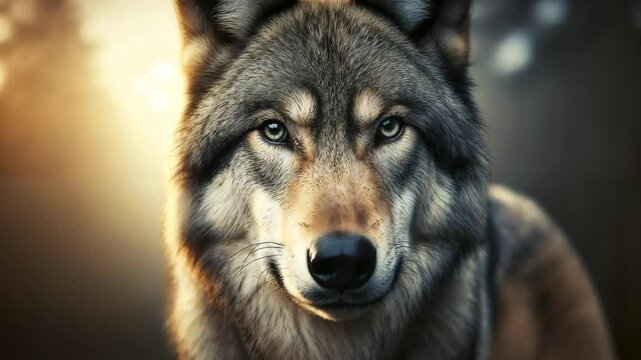 Gray Wolf Staring Intently