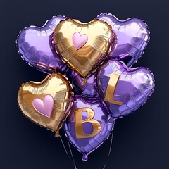 A cluster of heart shaped balloons on a dark background