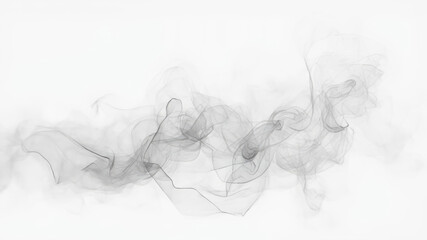 Elegant black smoke forms delicate patterns against a plain background, conveying a feeling of fluidity and abstract beauty in a serene atmosphere