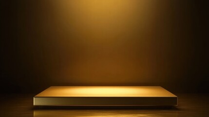3D Gold podium with gold stage product display. Minimal scene for mockup products, stage showcase, promotion display.