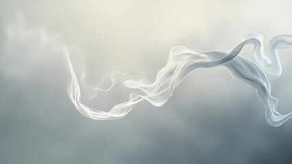 Wisps of delicate white smoke dance elegantly against a muted gray backdrop, forming abstract shapes that evoke a sense of calm and serenity in the viewer