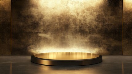 3D Gold podium with gold stage product display. Minimal scene for mockup products, stage showcase, promotion display.