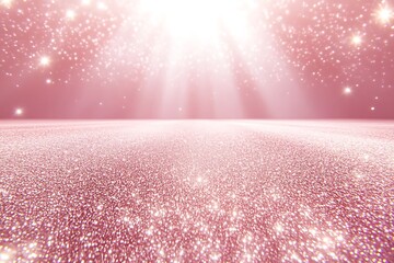 Shimmering rose gold surface illuminated by bright and radiant light beams