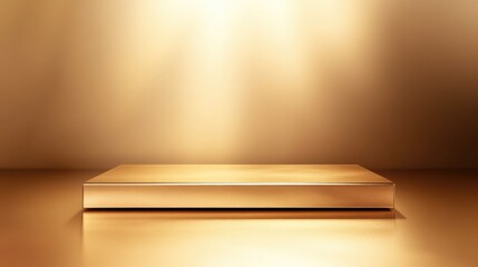 3D Gold podium with gold stage product display. Minimal scene for mockup products, stage showcase, promotion display.