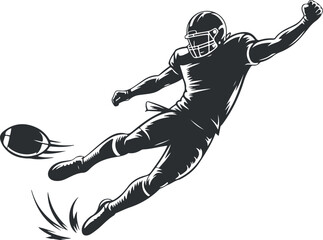 American Football Player, American Football Player Silhouette Kicking Ball in Full Motion © Rahmat Chowdhury