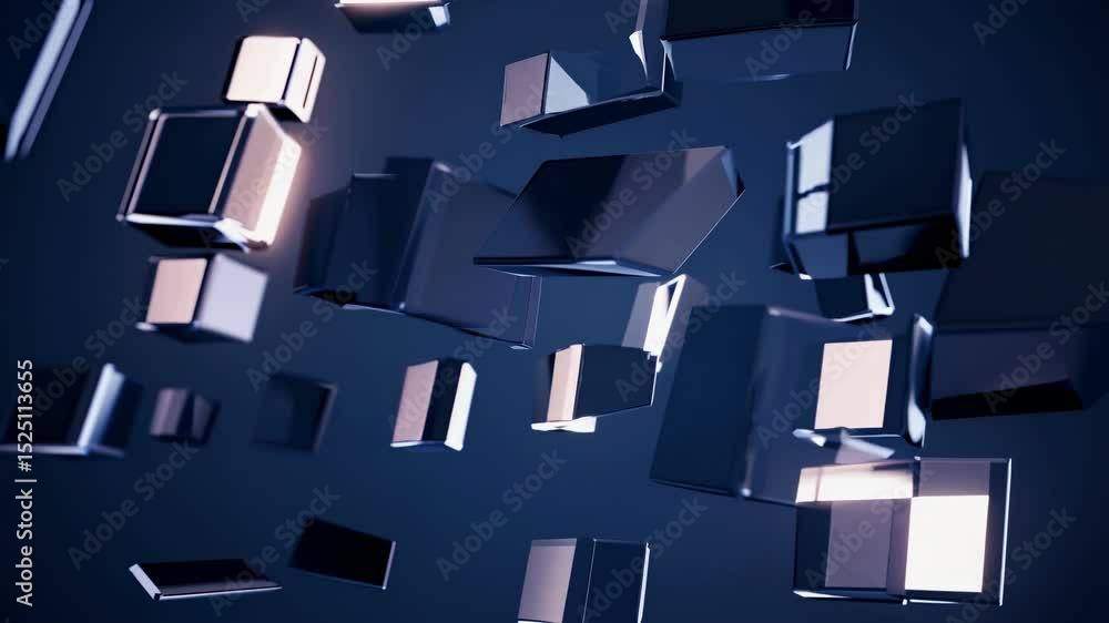 Fototapete Transformative 3D animation showcasing dynamic cube movement in a digital environment