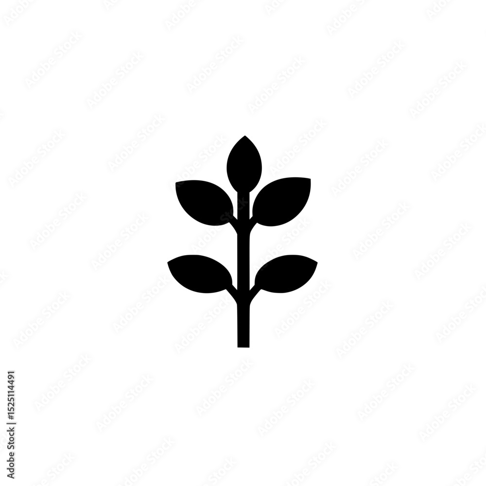 Poster leafy icon with natural elements in minimal vector style