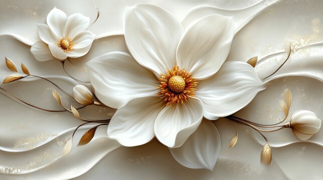 Elegant white flowers on textured backdrop