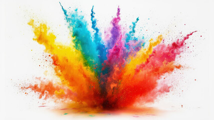 A stunning display of colorful powder bursts into the air, creating a vibrant and lively atmosphere during a festive celebration, illuminating the surrounding space with joyous energy
