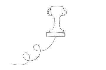 Line Art Prize Cup Icon. Doodle Award Cup Symbol One Continuous Outline Drawing. Champion in Competition Mascot. Sport or Race Championship Еournament Result Prize Achievement Sketch Editable Stroke 