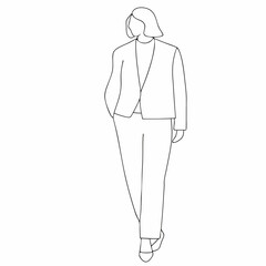 Hand drawn business woman drawing illustration minimalist line drawing on white background