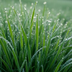green grass with dew