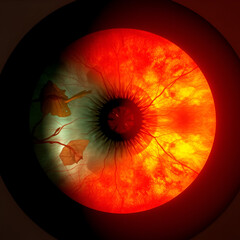 Diabetic retinopathy, ophthalmoscopic diagnosis, illustration