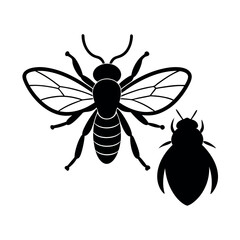 Birch Sawfly Insect Silhouette Vector Illustration