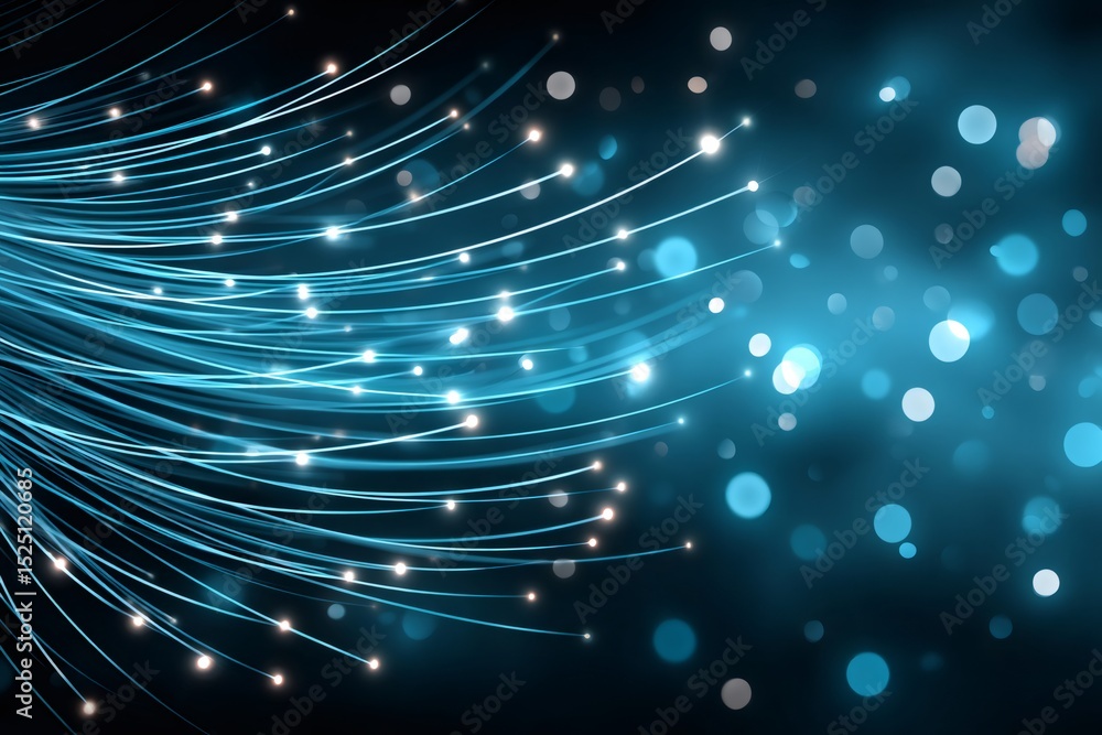Aufkleber fiber optic cables transferring digital data with bokeh effect