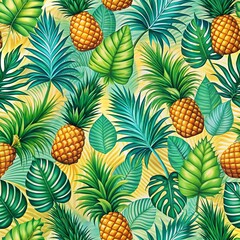 Fototapeta premium seamless background with pineapple