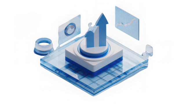 3D arrow chart graph finance investment blue data growth