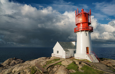 Lindesnes Fyr Lighthouse, Beautiful Nature Norway natural landscape.