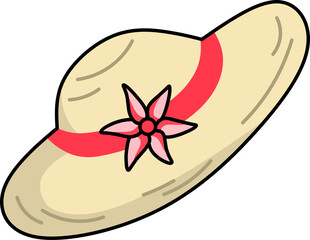 vector illustration of spring hat with pink ribbon