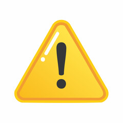 Yellow hazard warning sign with an exclamation mark inside on a white background