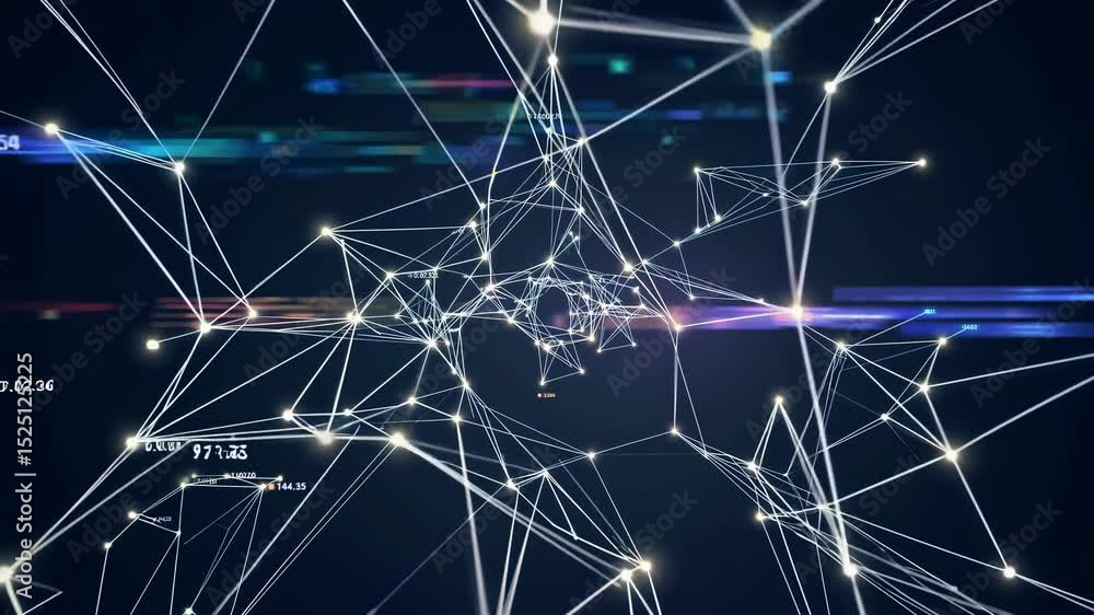 Poster Exploring digital connections and networks through vibrant visual representations of technology