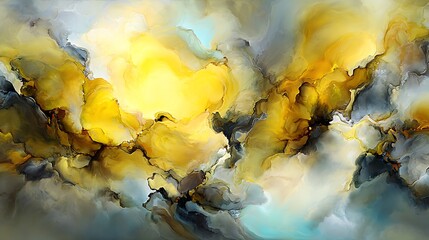 Abstract golden cascade of light and shadow