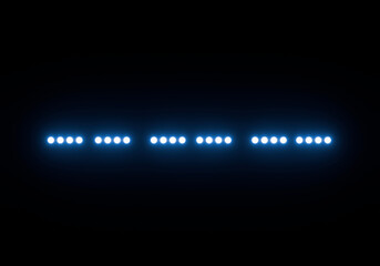 Spotlights of bright blue light on black background