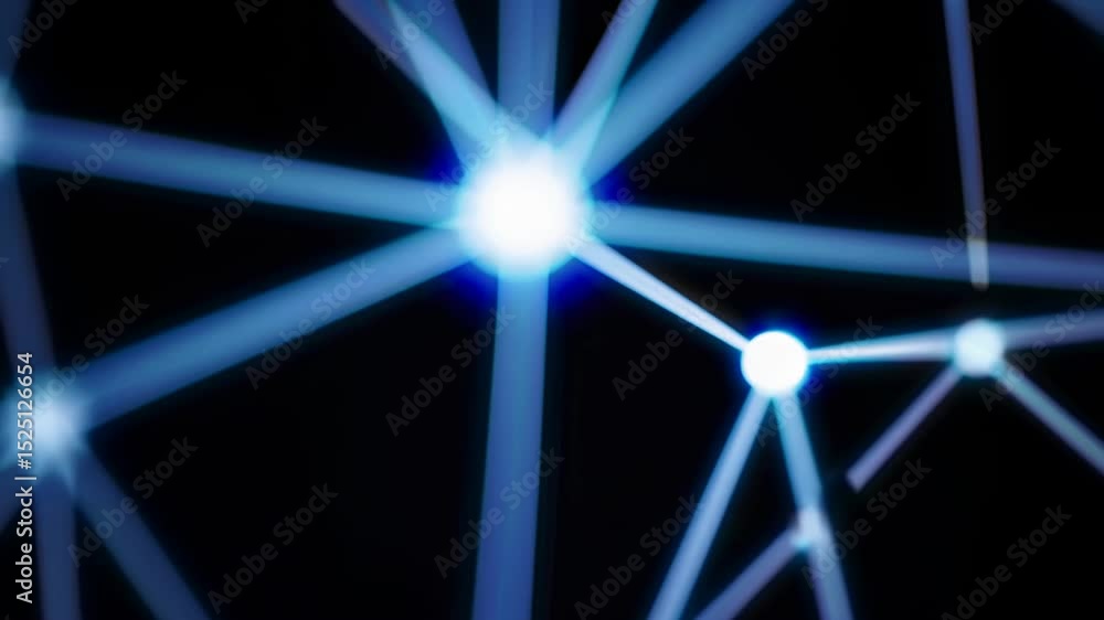 Fototapete Dynamic blue network visualization showcasing interconnected nodes and patterns in digital space